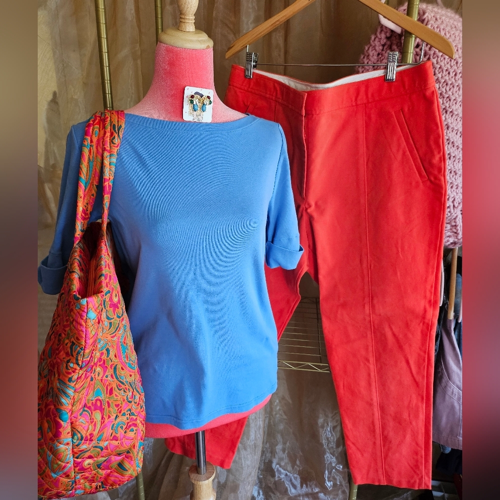 Tory Burch Pants Ralph Lauren Top Quilted Tote Fun Mushroom Earrings Ensamble